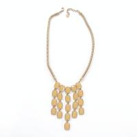 Vintage Talbots Tan Yellow Acrylic Cascade Statement Bib Necklace with Gold Tone Snake Chain, Adjustable Length 20" to 22"