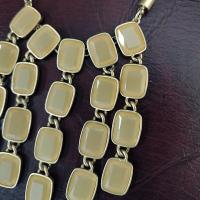 Vintage Talbots Tan Yellow Acrylic Cascade Statement Bib Necklace with Gold Tone Snake Chain, Adjustable Length 20" to 22"