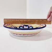 Vintage Authentic Talavera Mexican Oval Ceramic Serving Bowl, Hand Painted Floral Talavera Pottery