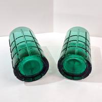 Vintage Anchor Hocking Dark Green Tartan Flat Iced Tea Glasses Tumblers, Set of Two