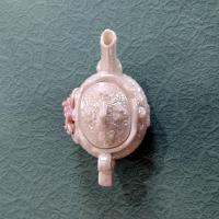 Vintage Opalescent Ceramic Miniature Teapot with Pink Roses Design