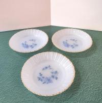 Vintage Termocrisa Blue Dot Floral Bowls, Set of 3
