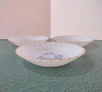 Vintage Termocrisa Blue Dot Floral Bowls, Set of 3