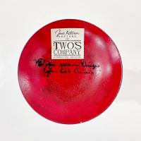 Vintage Jane Keltner Toleware Painted Metal Vase with Fruit and Plaid Design, Signed Keltner Two's Company Tole Cone Vase