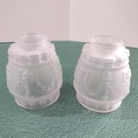 Vintage Classical Urn Torch and Drape Frosted Shades, Set of Two