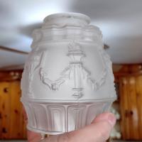 Vintage Classical Urn Torch and Drape Frosted Shades, Set of Two