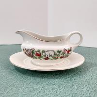 Vintage Marine Foundation Toys for Tots Gravy Boat with Under Dish, Toy Shop Christmas Sauce Boat