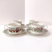 Vintage Marine Foundation Toys for Tots Flat Tea Cups and Saucers, Set of Four, Toy Shop Christmas Tea Set