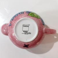 Vintage Laurie Gates Hydrangea Ceramic Pink Spongeware Tea Pot