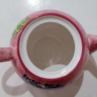 Vintage Laurie Gates Hydrangea Ceramic Pink Spongeware Tea Pot