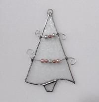 Beaded Stained Glass Christmas Tree, Etched Glue Chip Glass