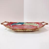 Vintage Hand Painted Tracy Porter The Artesian Road Ceramic Serving Tray Platter, Peacock Floral Design