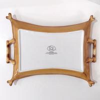 Vintage Hand Painted Tracy Porter The Artesian Road Ceramic Serving Tray Platter, Peacock Floral Design