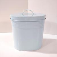 Aqua Blue Treats Tin with Handle Lid, Oval Pet Treat Storage Container
