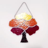 Stained Glass Fall Tree Suncatcher, Autumn Tree Window Decoration, Halloween Fall Decor
