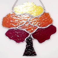 Stained Glass Fall Tree Suncatcher, Autumn Tree Window Decoration, Halloween Fall Decor