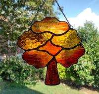 Stained Glass Fall Tree Suncatcher, Custom Colors Available