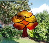 Stained Glass Fall Tree Suncatcher, Custom Colors Available