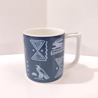 Vintage Mikasa Blue Tribal Arts Coffee Tea Mugs, Set of Four
