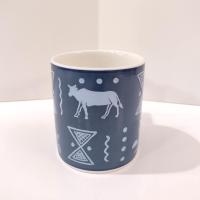 Vintage Mikasa Blue Tribal Arts Coffee Tea Mugs, Set of Four