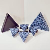 Vintage Triangle Nesting Jewelry Trinket Storage Boxes, Set of 5, Boston Museum of Fine Arts Floral Cotton Padded Fabric Boxes