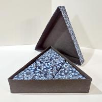 Vintage Triangle Nesting Jewelry Trinket Storage Boxes, Set of 5, Boston Museum of Fine Arts Floral Cotton Padded Fabric Boxes