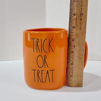 Vintage Rae Dunn Trick or Treat Halloween Oversized Ceramic Coffee Tea Mug, Orange Pumpkin Face Mug