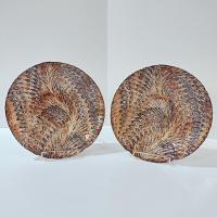 Vintage Turkish Art Glass Serving Bowl, Reverse Painted Peacock Swirl Design