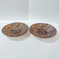 Vintage Turkish Art Glass Serving Bowl, Reverse Painted Peacock Swirl Design