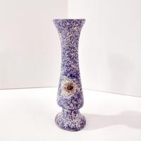 Vintage Turtle Blue and White Speckled Soapstone Bud Vase, African Carved Soapstone Vase