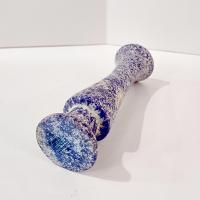 Vintage Turtle Blue and White Speckled Soapstone Bud Vase, African Carved Soapstone Vase