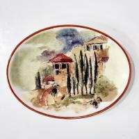 Vintage Williams Sonoma Tuscan Villa Oval Appetizer Plates, Set of Four