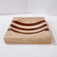 Vintage Wooden Ulu Chopping Bowl and Cutting Board, Birch and Walnut Wood Inlay 8 Inch Board