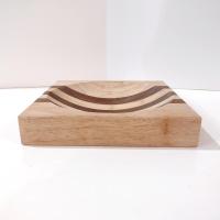 Vintage Wooden Ulu Chopping Bowl and Cutting Board, Birch and Walnut Wood Inlay 8 Inch Board