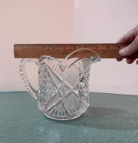 Antique Clear Pressed Glass Milk Pitcher, US Glass Company Pennsylvania #15048, Vintage EAPG Vaseline Glass
