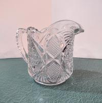 Antique Clear Pressed Glass Milk Pitcher, US Glass Company Pennsylvania #15048, Vintage EAPG Vaseline Glass