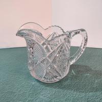 Antique Clear Pressed Glass Milk Pitcher, US Glass Company Pennsylvania #15048, Vintage EAPG Vaseline Glass