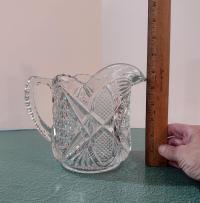 Antique Clear Pressed Glass Milk Pitcher, US Glass Company Pennsylvania #15048, Vintage EAPG Vaseline Glass