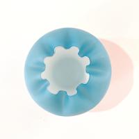 Antique Victorian Blue Ombre Satin Glass Rose Bowl, Light Blue Crimped Ruffled Round Vase, UV Reactive Uranium Glass
