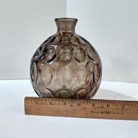 Vintage San Miguel Amber Brown Round Globe Thumbprint Recycled Glass Vase