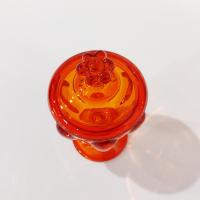 Vintage Viking Glass Epic Persimmon Orange 6 Petal Small Covered Candy Dish