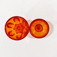 Vintage Viking Glass Epic Persimmon Orange 6 Petal Small Covered Candy Dish