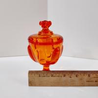 Vintage Viking Glass Epic Persimmon Orange 6 Petal Small Covered Candy Dish