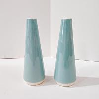 Vintage Homer Laughlin Vista Orbit Turquoise Aqua Blue Salt and Pepper Shaker Set, 1960's Dinnerware