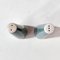 Vintage Homer Laughlin Vista Orbit Turquoise Aqua Blue Salt and Pepper Shaker Set, 1960's Dinnerware