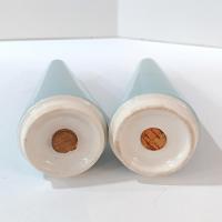 Vintage Homer Laughlin Vista Orbit Turquoise Aqua Blue Salt and Pepper Shaker Set, 1960's Dinnerware