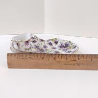 Vintage Purple Violets Floral Tea Cup Holder Plate with Creamer and Sugar Bowl, Victorian Style Porcelain Tea Set