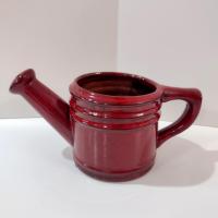 Vintage Red Ceramic Watering Can Planter Pot, Indoor Outdoor Flower Planter