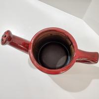Vintage Red Ceramic Watering Can Planter Pot, Indoor Outdoor Flower Planter