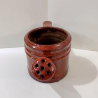 Vintage Red Ceramic Watering Can Planter Pot, Indoor Outdoor Flower Planter